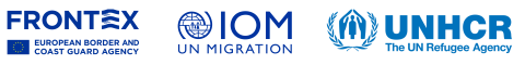 Logos von Frontex, IOM und UNHCR